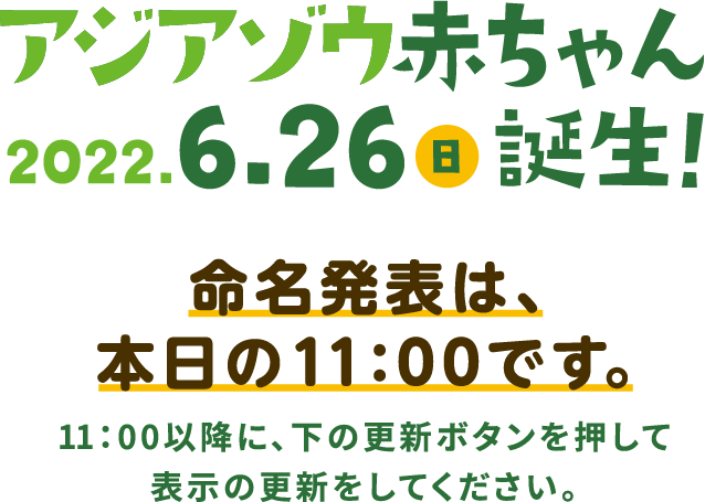 アジアゾウ赤ちゃんの愛称大募集！2022年6月26日誕生！
